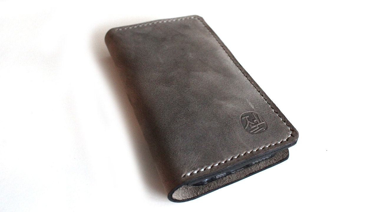 NEW iphone 5 wallet with silicone case in Warm Dark GREY (Free Monogramming)