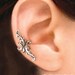925, Double feather - solid Sterling silver ear cuff earring jewelry - non pierced earcuff  100112