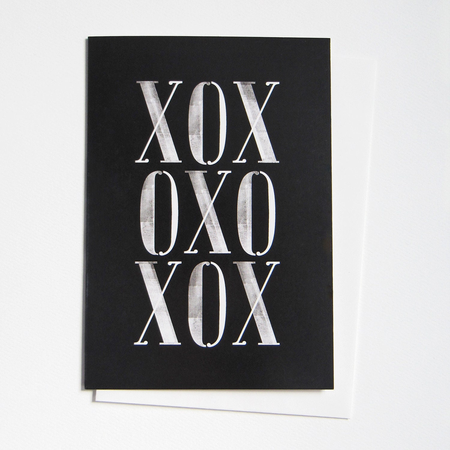 XOX (Hugs and Kisses and a bit of Love) Greeting Card - black