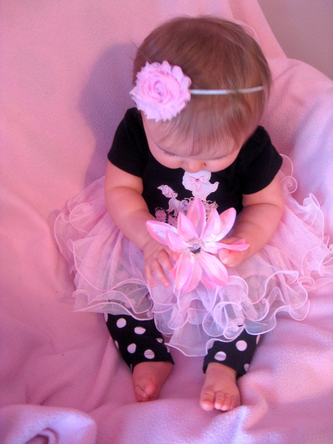 Shabby Chic Baby Headbands- YOU PICK 4- Shabby Chic Flower Headbands, Infant, Newborn, Skinny Headband, Gift