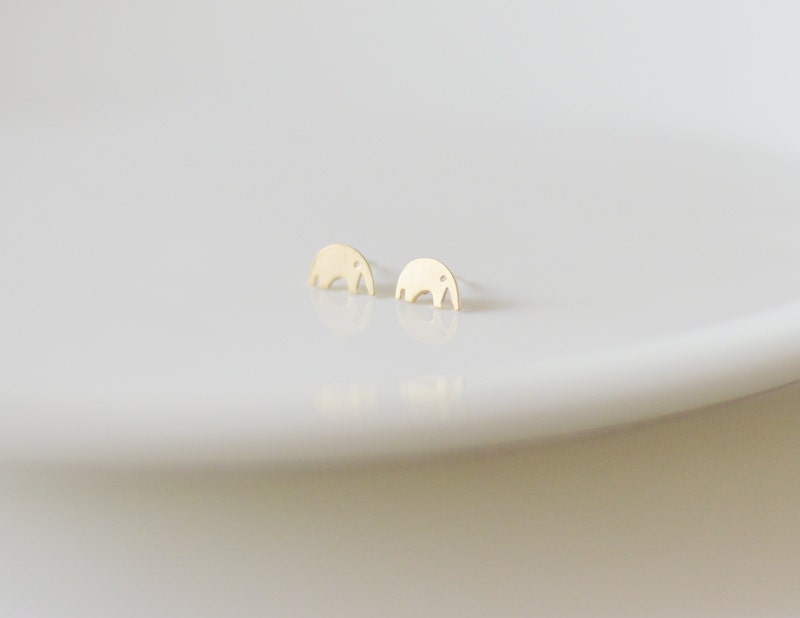 Tiny Gold Elephant Earrings - Tiny Earrings, gift ideas, best friend gift, sister gift, daughter gift, for her, under 15