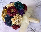 Peacock Color Inspired Wedding Bouquet - Customize your Style and Colors - Made To Order