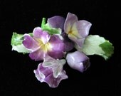 CAPIDOMONTE PORCELAIN CHINA, Roses, Flowers,  For Mosaics,  Purple, Six Pieces, Vintage, Italy, Gorgeous.