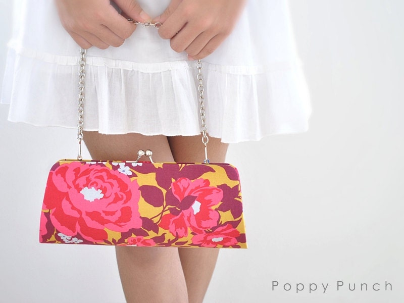 Rose Bouquet in Gold -- X Large Clutch-- Ready to Ship