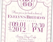 The Big 5-0, 6-0, 4-0 Milestone Modern Chevron Personalized Birthday Invitations - Adult Birthday - Printable Digital JPEG File
