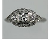 Antique Platinum Transitional Cut Diamond Engagement Ring Circa Early 1900's