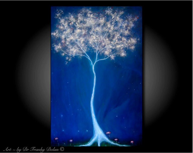 Spirit of A Tree - Original 13 x 19 Hand Embellished Painting by Award - Winning Fae Factory Steampunk Chic Eco Artist, Dr Franky Dolan