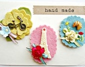 Felt Flower Hair Clip - French Countryside inspired, Eiffel Tower