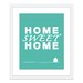 Home Sweet Home - Typography DIgital Print- Wall Art - Mint Blue - Ultramarine Green - Awareness- Charity - Under 20