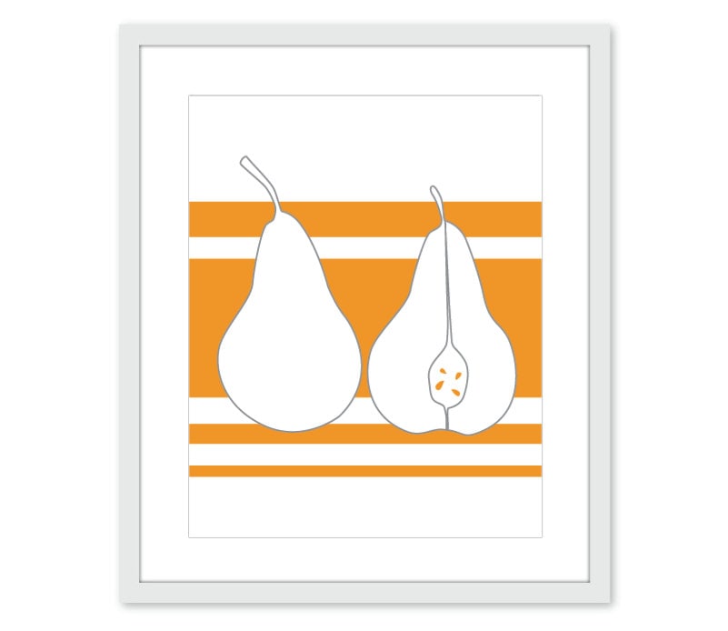 Pears Print Fruit Orange Modern Kitchen Decor Wall by AldariArt