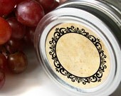 Vintage Wreath Canning jar labels, 2 inch round stickers for mason jars, fruit  and vegetable preservation, jam and jelly