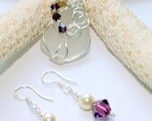 Sea Glass Necklace and Earrings Set Beachglass Lake Erie Wire Wrapped