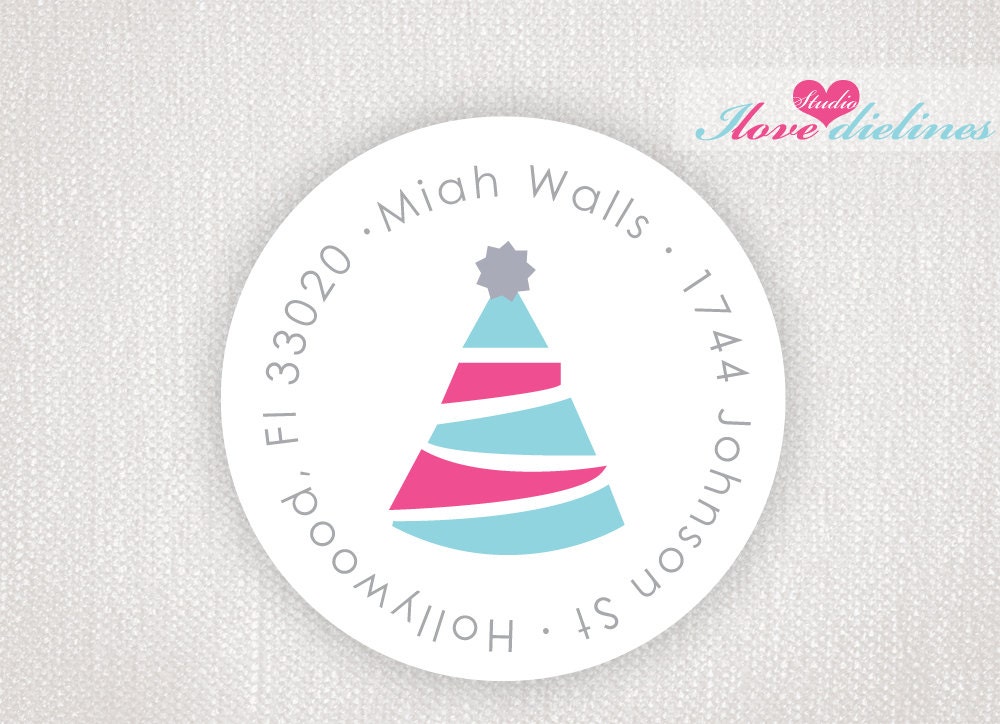 ON SALE - Birthday Hat Return Address Labels