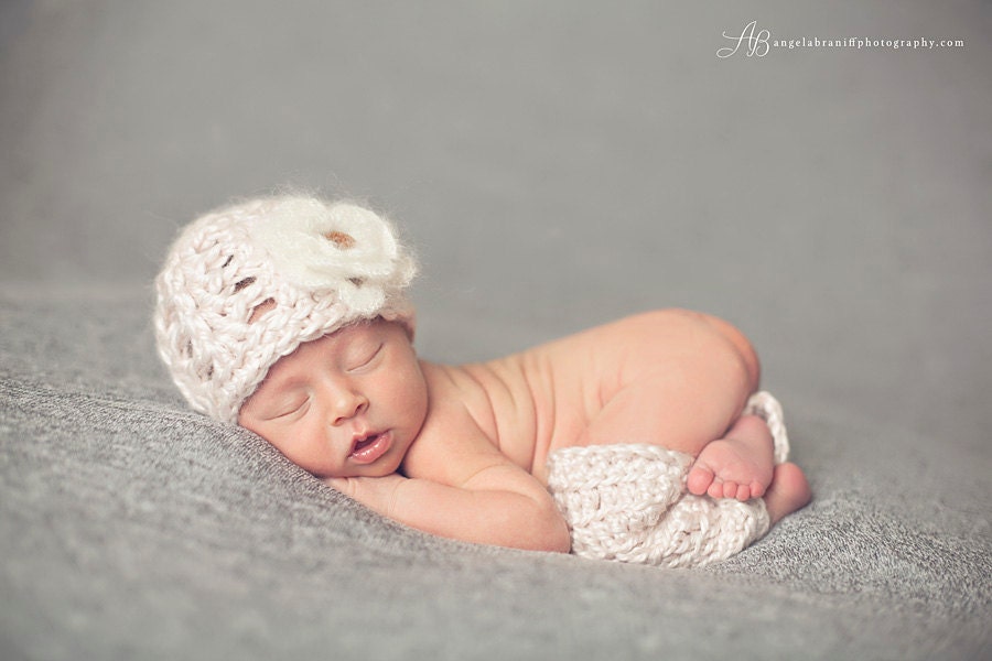 Pink Baby Hat and Legwarmer Set - Newborn Photo Prop - Baby Shower Gift - Valentine's Day Photography Prop