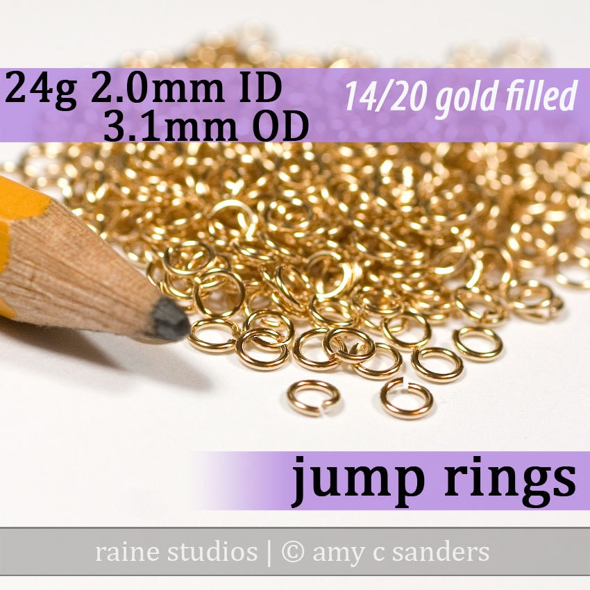 50 pcs 24g 2.0mm ID 3.1mm OD gold filled jump rings 24g2.00 goldfill jumprings 14k goldfilled jewelry supplies findings