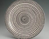 EveryDay with Rachael Ray Black and White Plate with Hand Painted Vertigo Spiral Dots