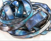 Hand Dyed Silk Ribbon - Silk Jewelry Ribbon Bracelet Wrist Wrap - Quintessence - Indigo Blues