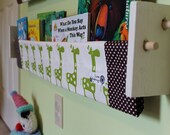 book sling -  white green Giraffe jungle- book storage shelf gender neutral nursery decor