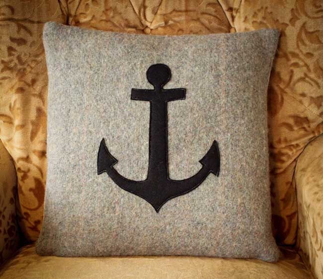 NZFINCH Grey Anchor cushion cover,  zip close
