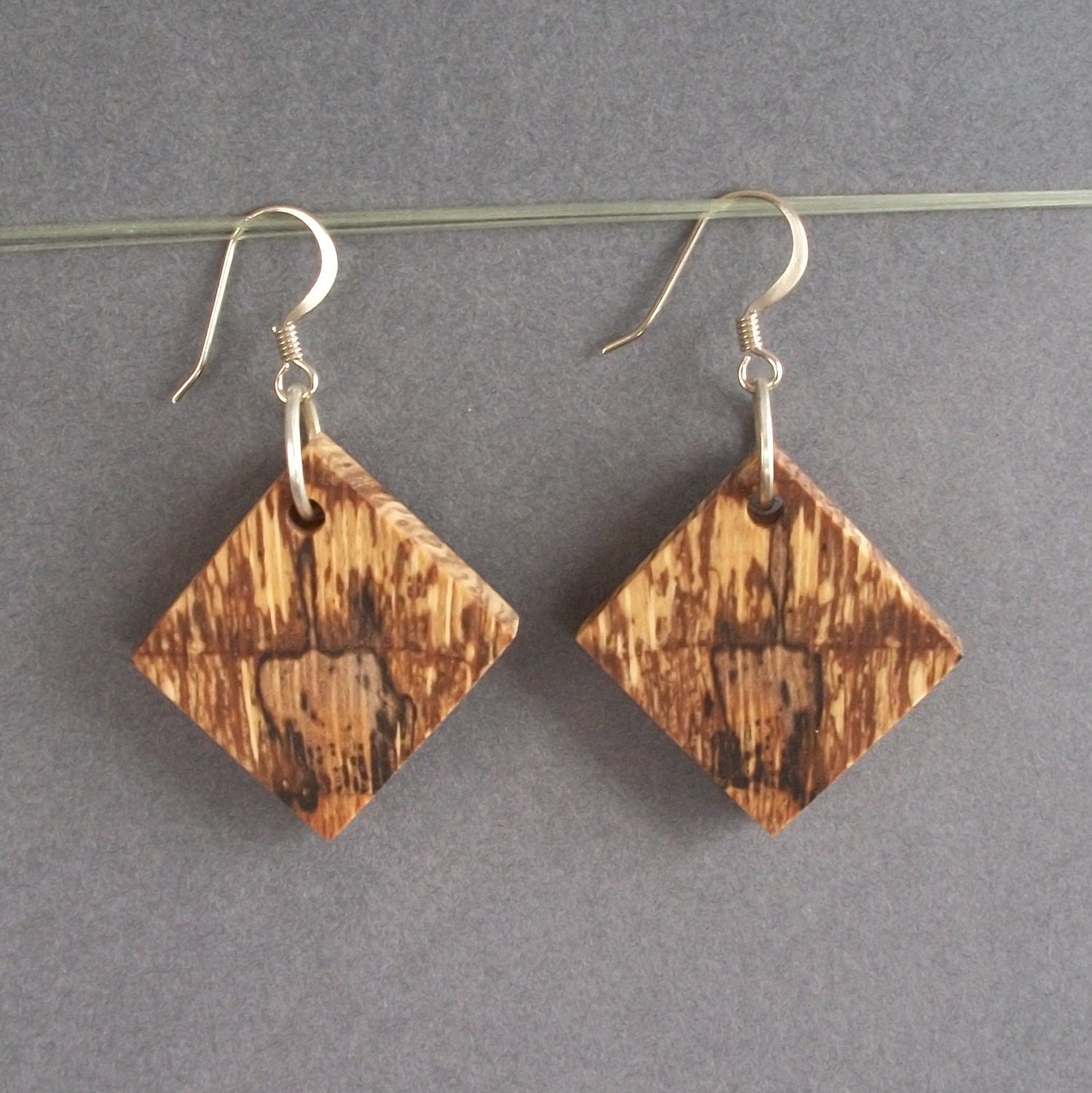 Wood Earrings, Spalted Tiger Oak