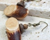 Tree House Earrings - natural wood - rustic SALE