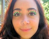 Lady Bug Fairy Garden Eyelash Jewelry - false eyelashes with miniature flowers, ladybugs