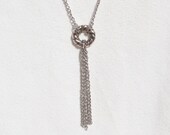 Long Silver Tassel Necklace with Twist Ring