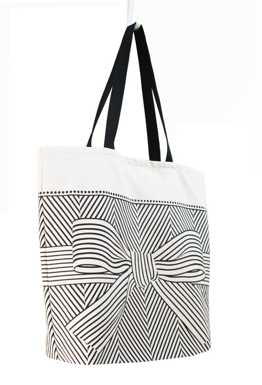 Big bow large canvas tote bag