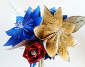 Daisy Rose Wedding Bouquet- Origami, one of a kind, made to order, bride, alternative, non traditional, first anniversary, paper flowers