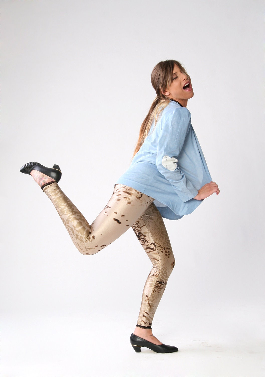 Ruffled leopard print Leggings, Women pants, High waist leggings, Only one left size S