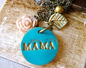 Name necklace -Sea Green- Gold and Rose