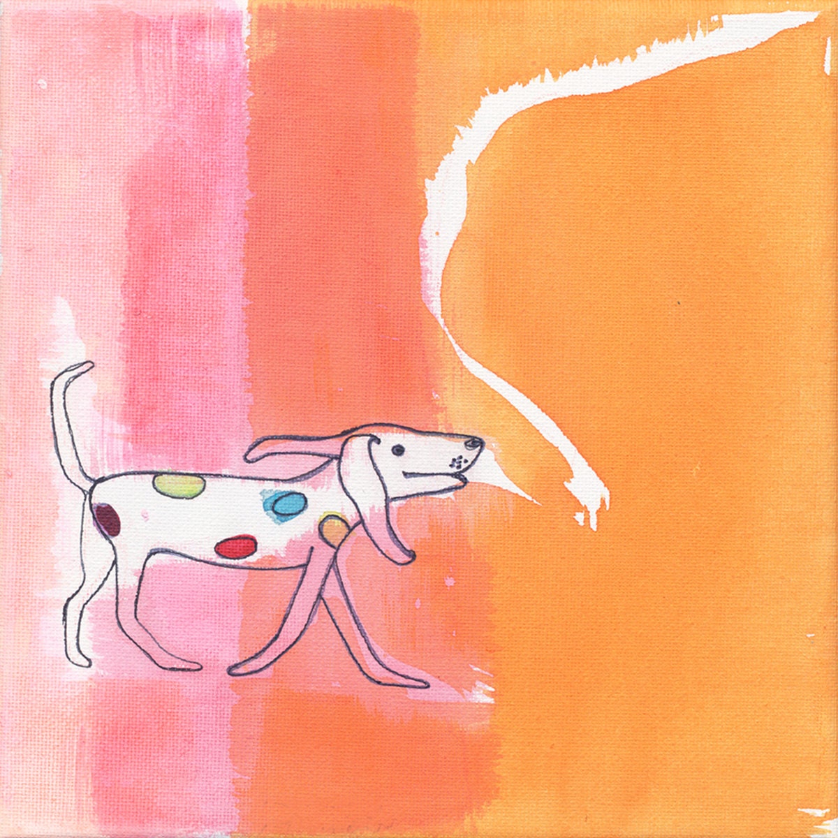 Kids Wall Art Live Your Dreams nursery room art print of original painting dog neon orange  pink petlover the Netherlands
