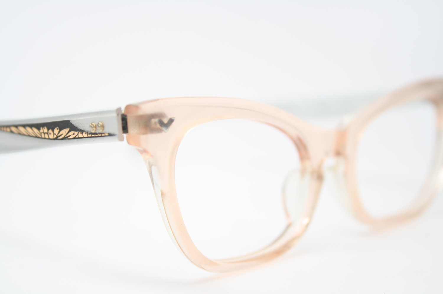 cat eye glasses Pink & Silver vintage frames
