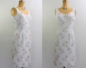 60s beaded dress / 1960s cocktail dress / white wiggle dress Irene Sargent