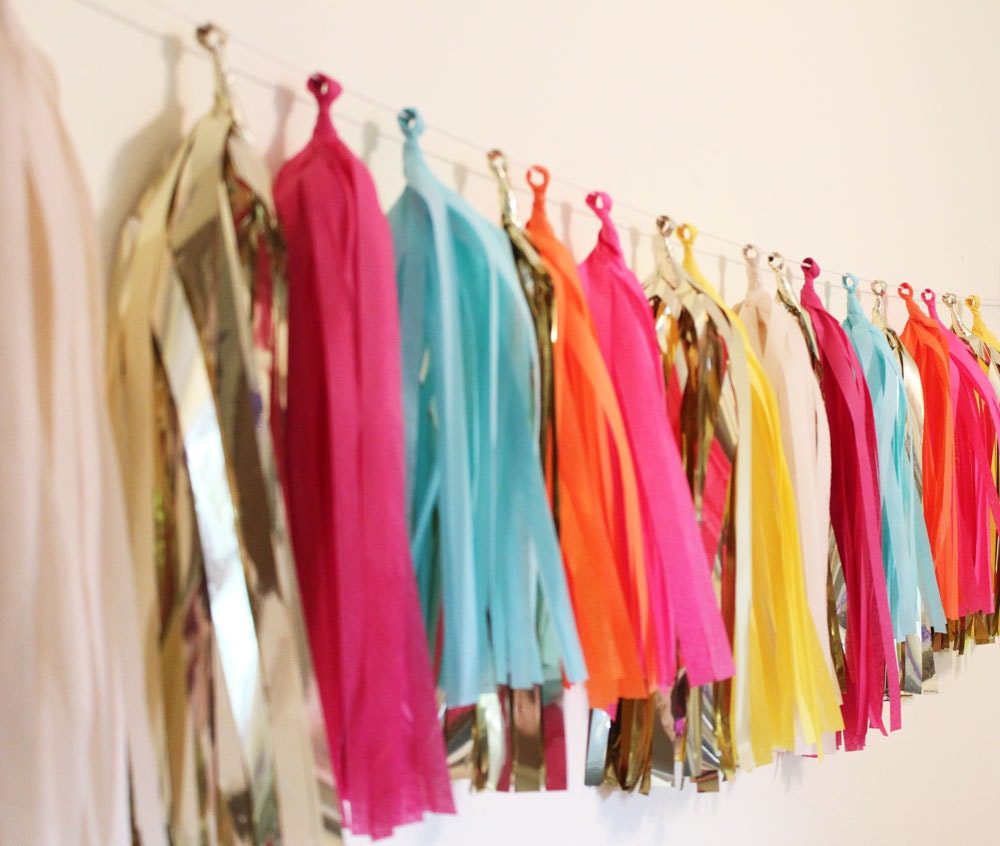 Tassel Garland-18 tassels - Neon and Nude