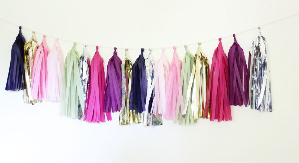 Tissue Tassel Garland-18 tassels- Berries for Breakfast