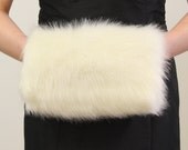 Ivory Faux Fox Furs Bridal Hand Muffs For CHILD size