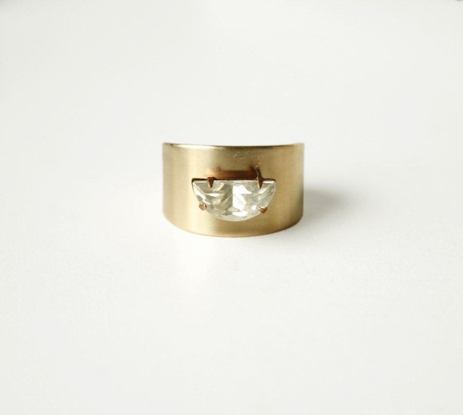 Crystal Moon ring, adjustable