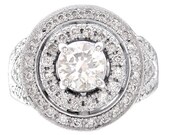 14k white gold round diamond engagement ring art deco design 1.55ctw