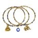 Beaded Bangle Set with  Evil Eye,Buddha and Elephant  Charms, yoga jewelry, boho chic jewelry