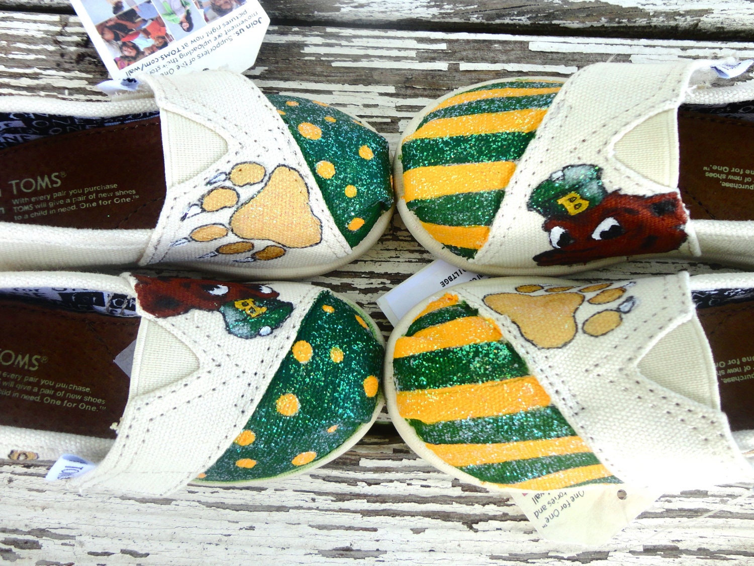 Custom hand painted TOMS, baby baylor bear