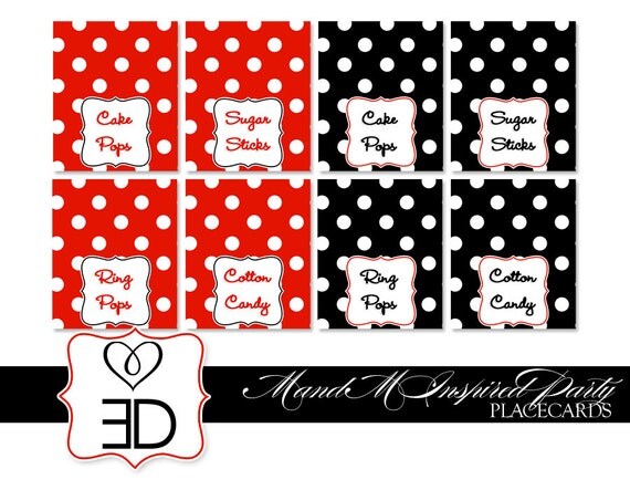 Mickey and Minnie Inspired Collection - Printable Placecards Il_570xn
