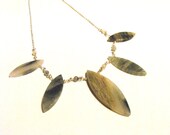 Faded Jade Stone Necklace - Green, Natural Stones, Surfboard Shaped Stones, Petals, Ready to Ship, Gift for Her, Womens Fashion Jewelry
