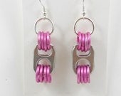 POP TOP CHIC Earrings.   Recycled Soda Can Art.  Pink Rings