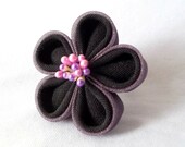 Cocktail Ring Kanzashi Sakura Purple and Pink