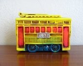 Vintage 1970s Neon Trolley Car Ceramic Bank