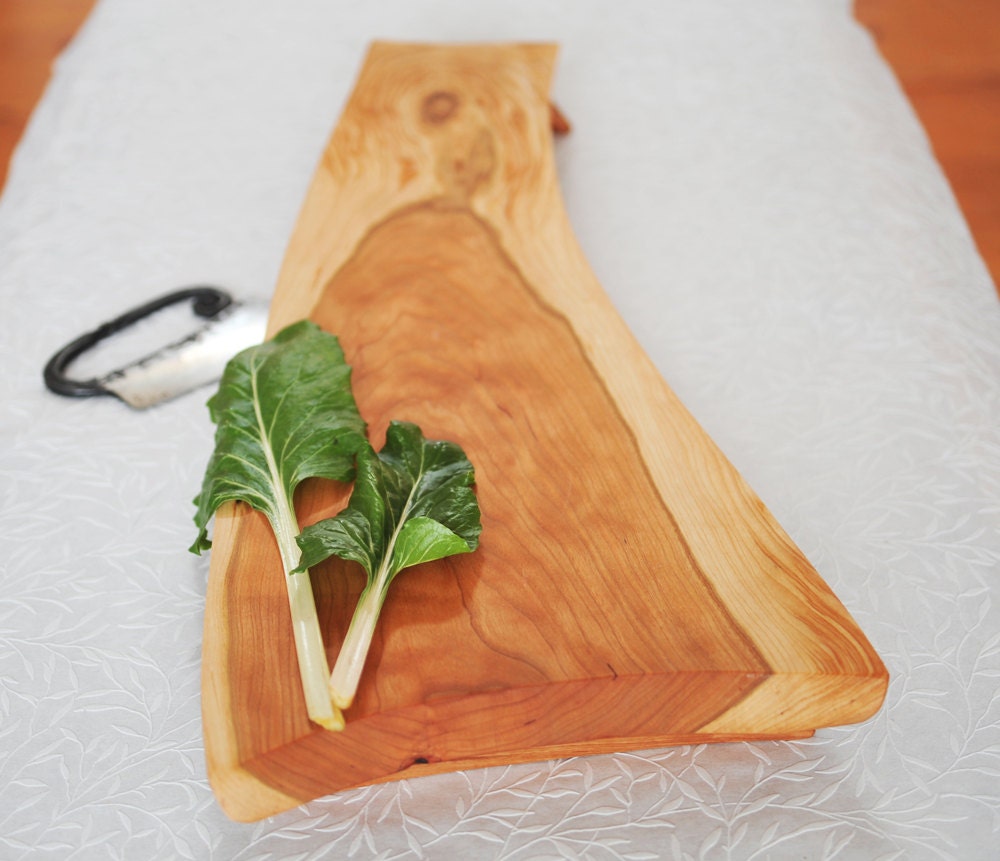 Cherry Cutting Board Footed Cheese Tray Rustic Serving Platter for the Cooks Kitchen Footed Platte