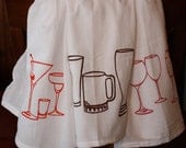 Set of three bar glasses screen printed towel