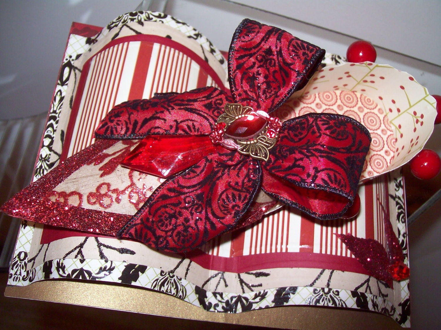 Victorian Slipper Christmas Greeting Card Keepsake - 3D Handmade Christmas Card