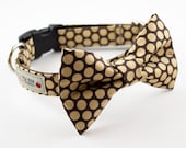 Coffee Honeycomb Bowtie Dog Collar